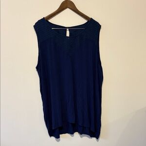 Penningtons Navy Sleeveless Tank Top with Textured Yoke